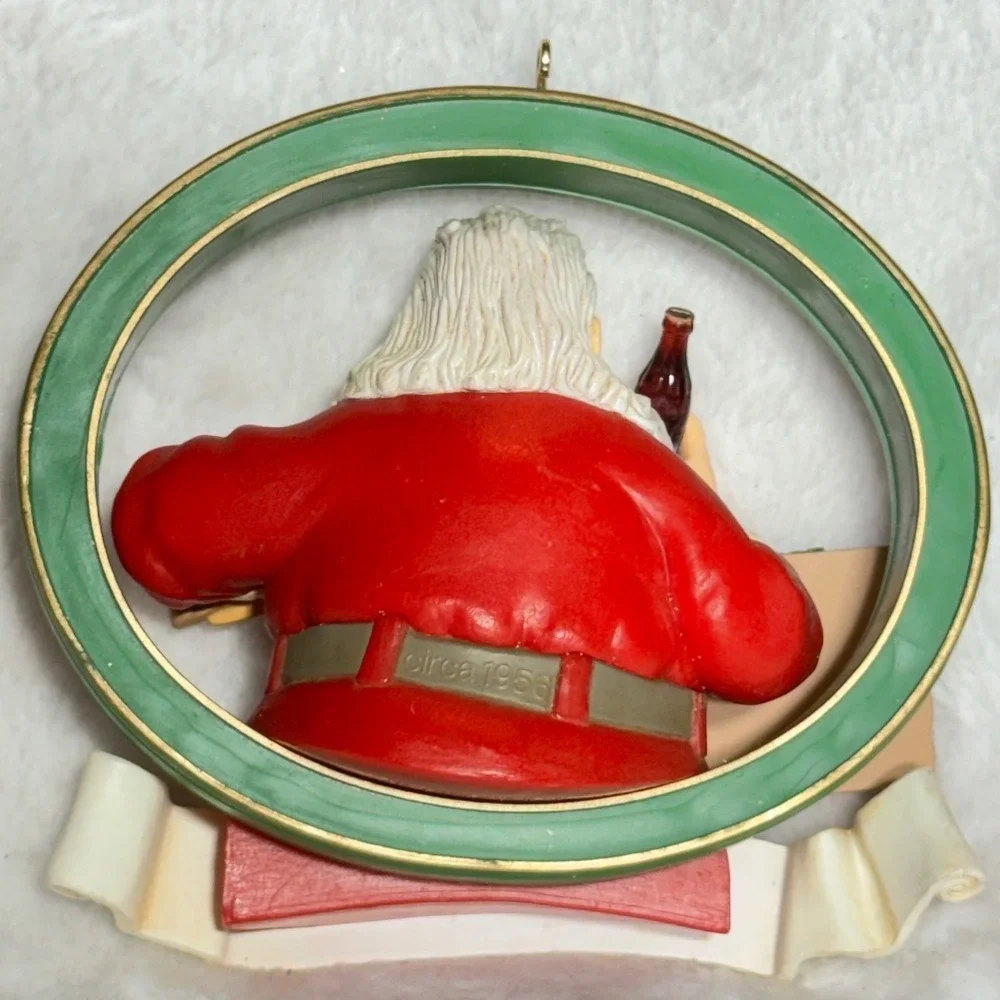 Coca-Cola Sparkling Holidays Santa Ornament Circa 1956 Haddon Sundblom Red Green